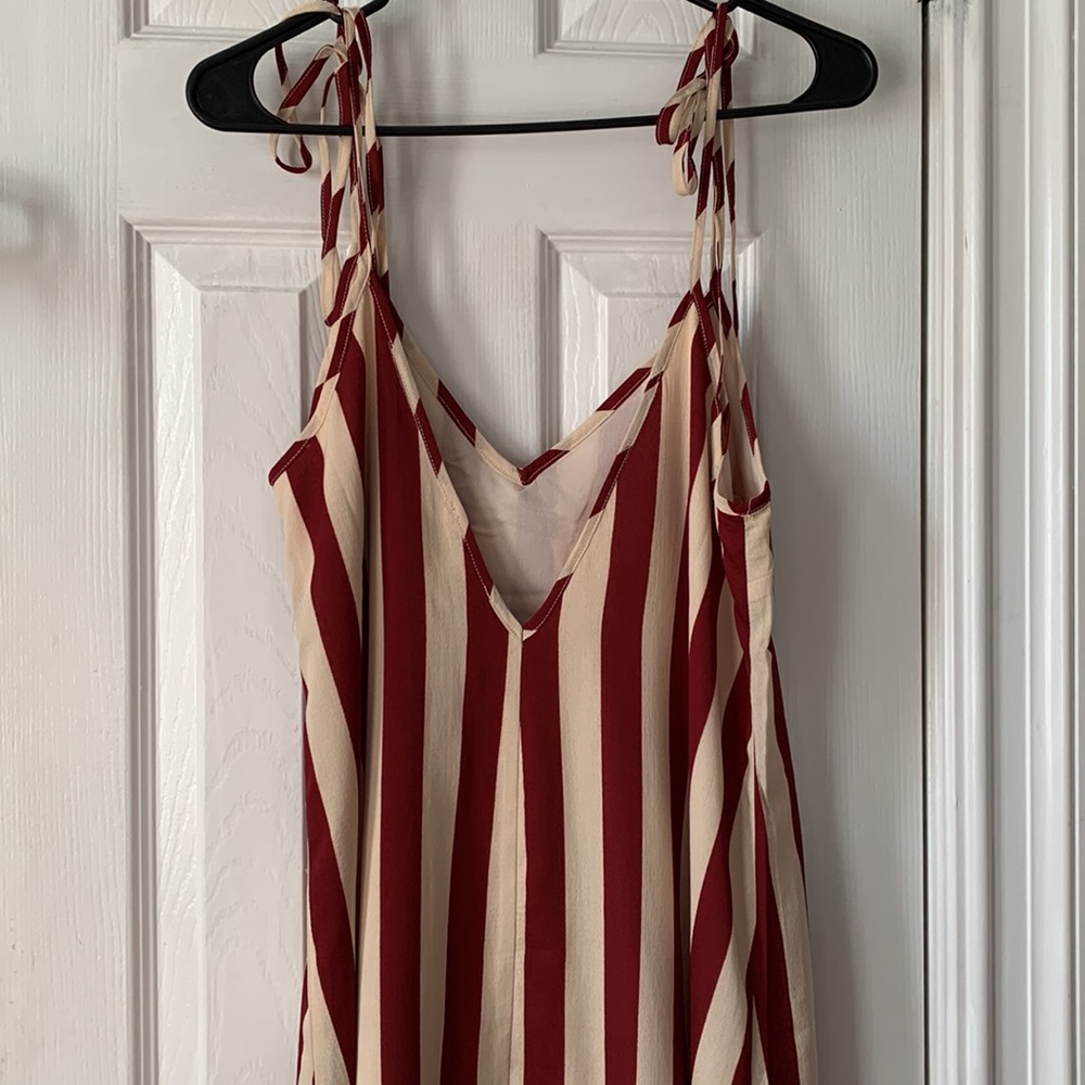 NWT AFTER MARKET deep red striped maxi dress size Medium